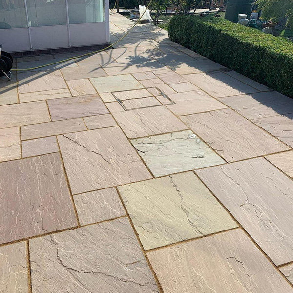 Raj green sandstone paving patio slabs