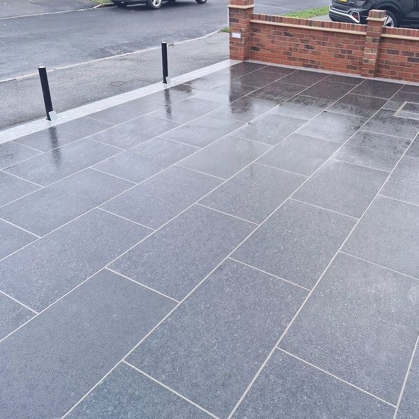 Ash black granite paving slabs 900 x 600