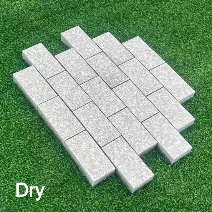 pink rose granite setts flamed 200x100x50