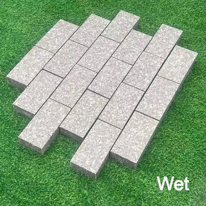 rose pink granite setts sawn flamed