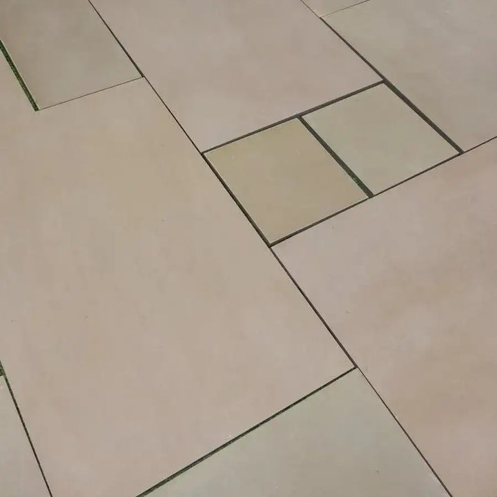 Raj green smooth Indian sandstone sawn honed patio slabs