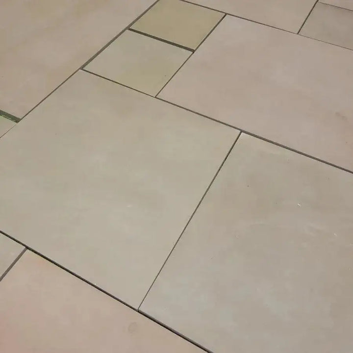 smooth Indian sandstone Raj green sawn honed patio slabs